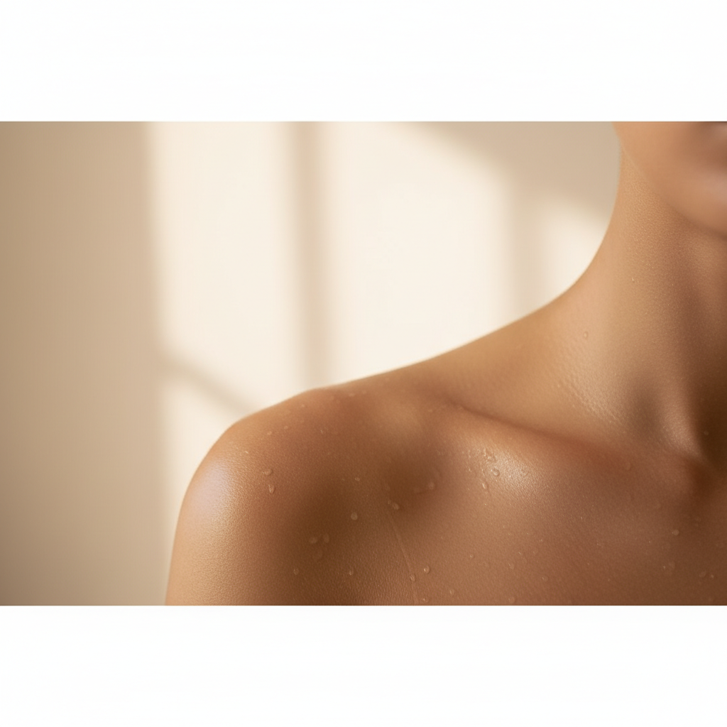 Piel sana con barrera cutánea intacta mostrando hidratación y luminosidad natural